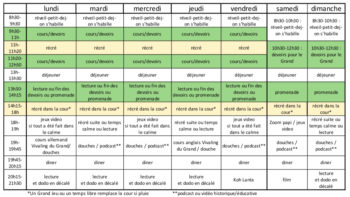 Emploi du temps
