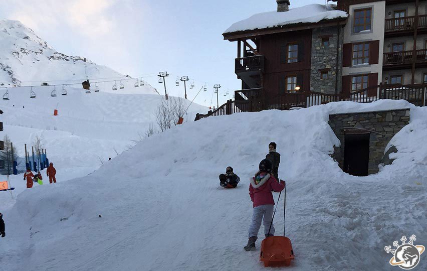 Luge après le ski à Arc 1950 pendant nos vacances de 2015