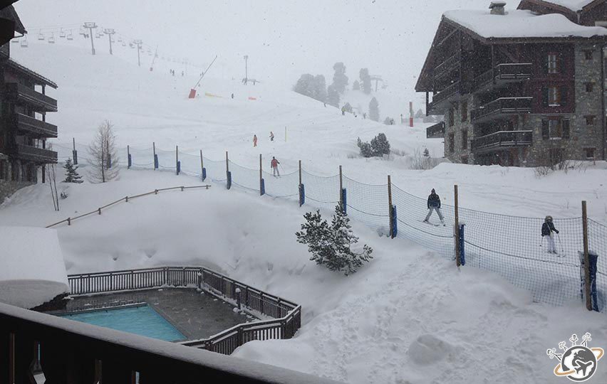 Vue de notre appartement chez Pierre et Vacances à Arc 1950 lors de nos vacances en février 2015