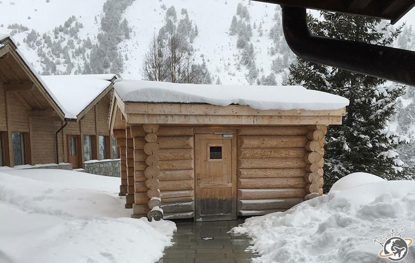 Le sauna du Spa Cinq Mondes à Arc 1950 pendant nos vacances de 2015