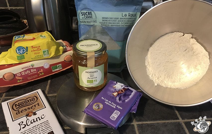 Les ingrédients pour la recette des cookies