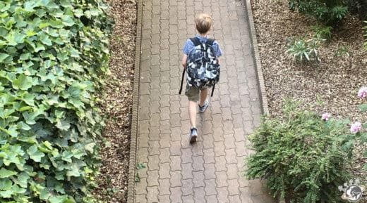 Théo sur le chemin de l'école