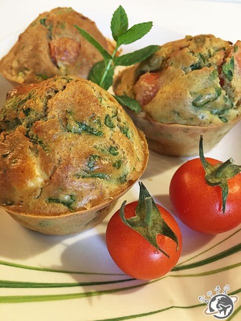 Muffins épinard, feta, tomates, menthe