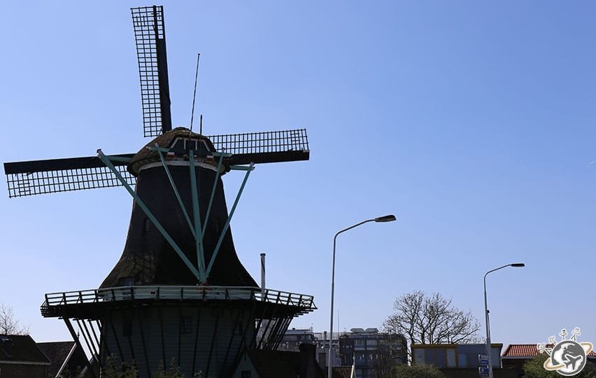 Un moulin au milieu de la ville.